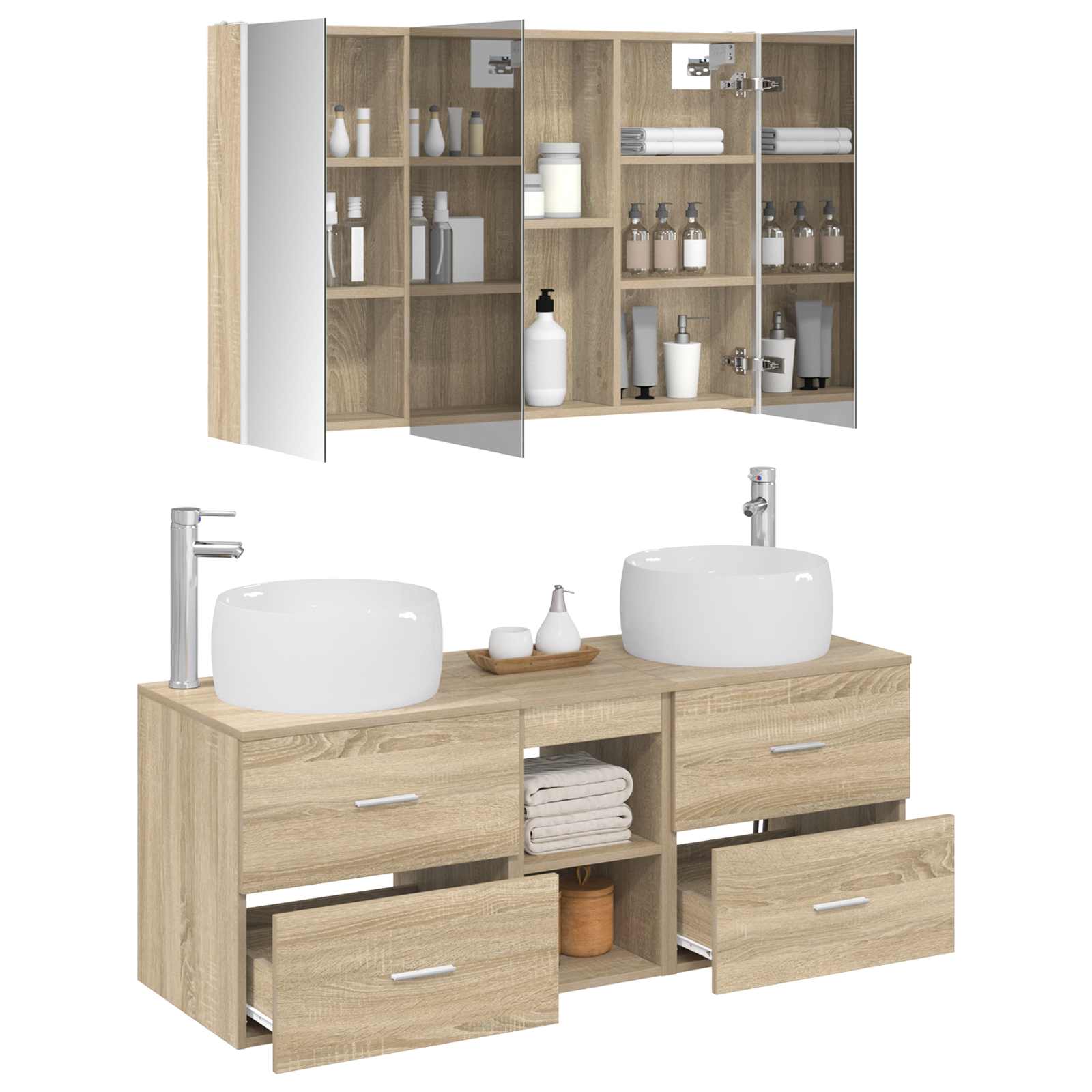vidaXL Zestaw mebli łazienkowych 4 pcs dąb Sonoma
