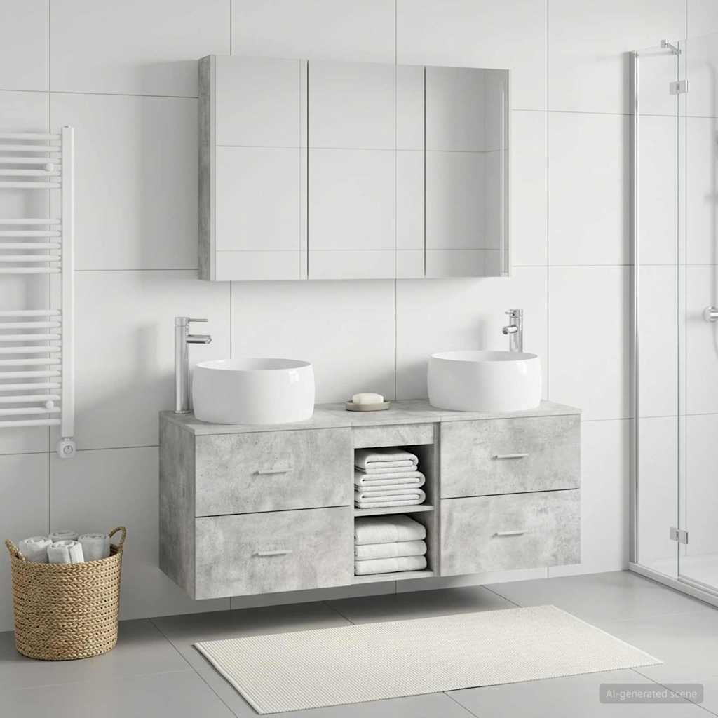 vidaXL Zestaw mebli łazienkowych 4 pcs Betonowy szary