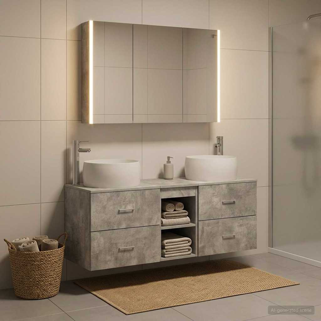 vidaXL Zestaw mebli łazienkowych 4 pcs Betonowy szary