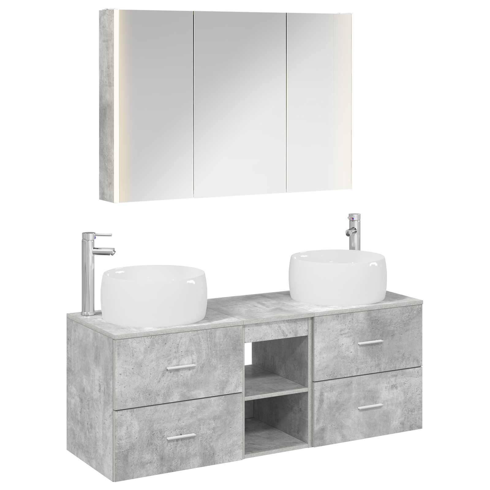 vidaXL Zestaw mebli łazienkowych 4 pcs Betonowy szary