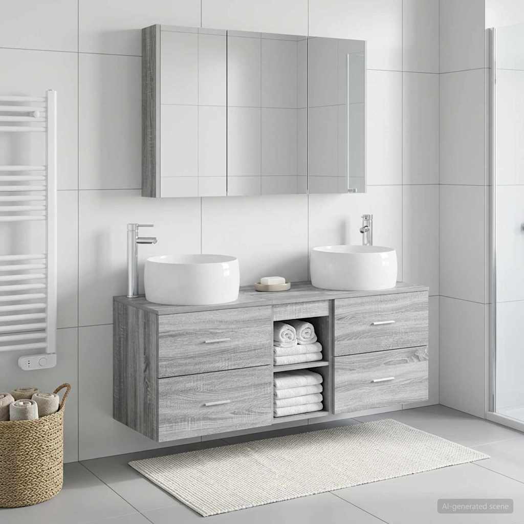 vidaXL Zestaw mebli łazienkowych 4 pcs Szary Sonoma