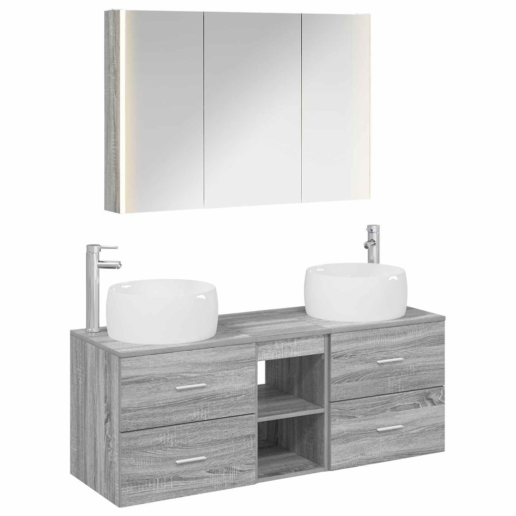 vidaXL Zestaw mebli łazienkowych 4 pcs Szary Sonoma