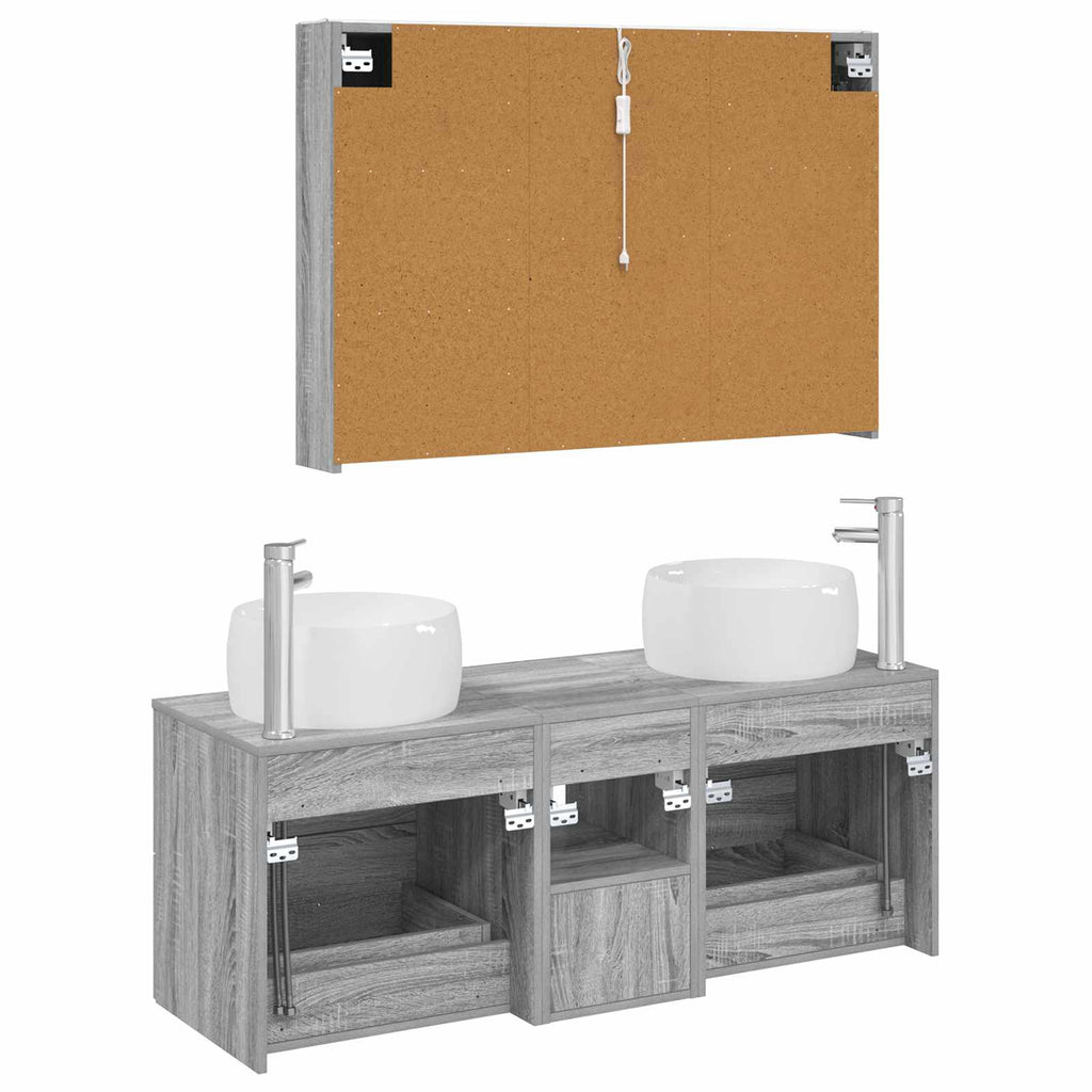 vidaXL Zestaw mebli łazienkowych 4 pcs Szary Sonoma