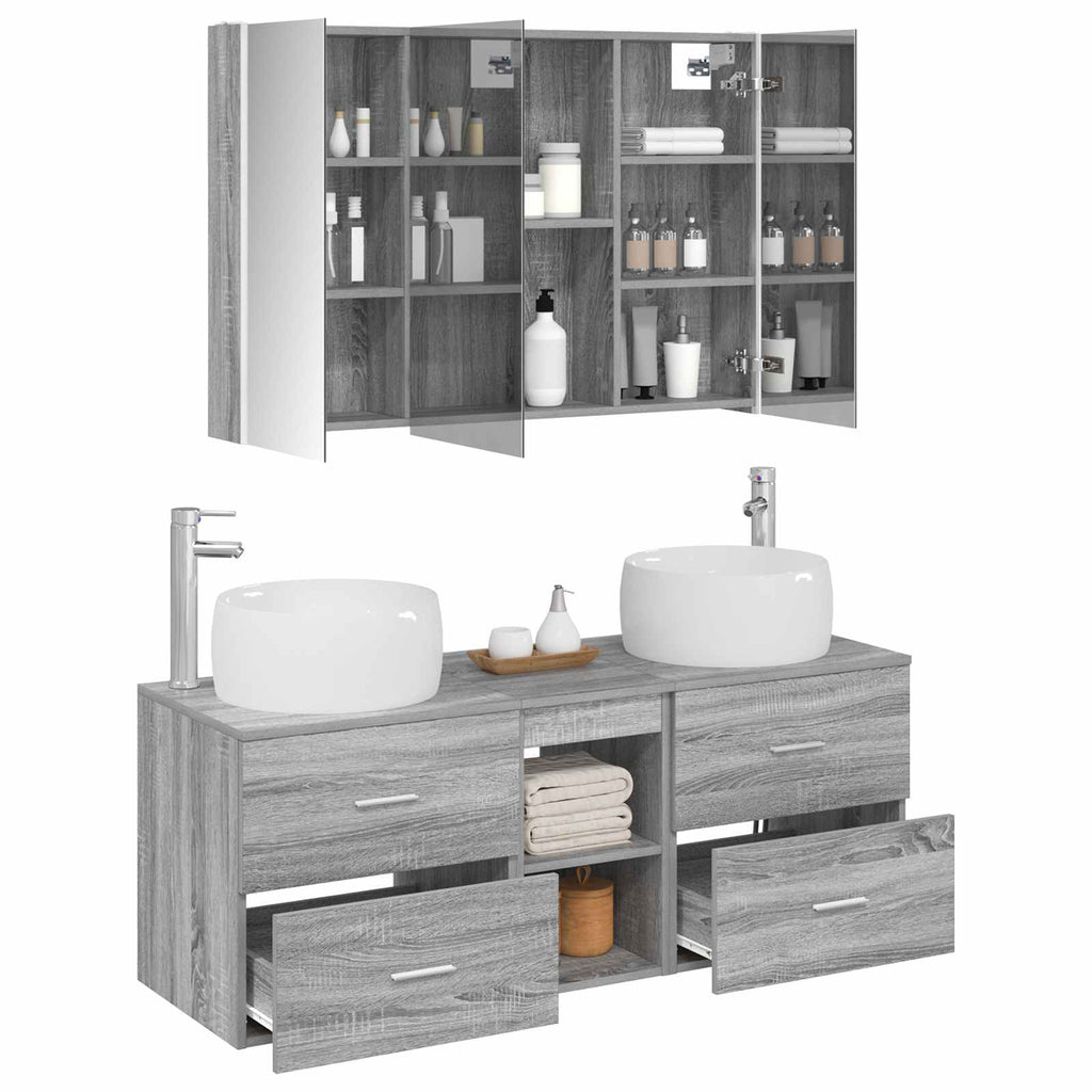 vidaXL Zestaw mebli łazienkowych 4 pcs Szary Sonoma