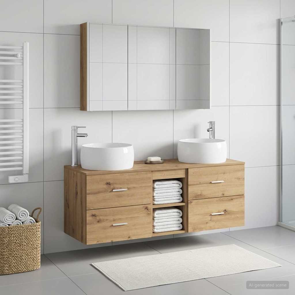 vidaXL Zestaw mebli łazienkowych 4 pcs Dąb artisan
