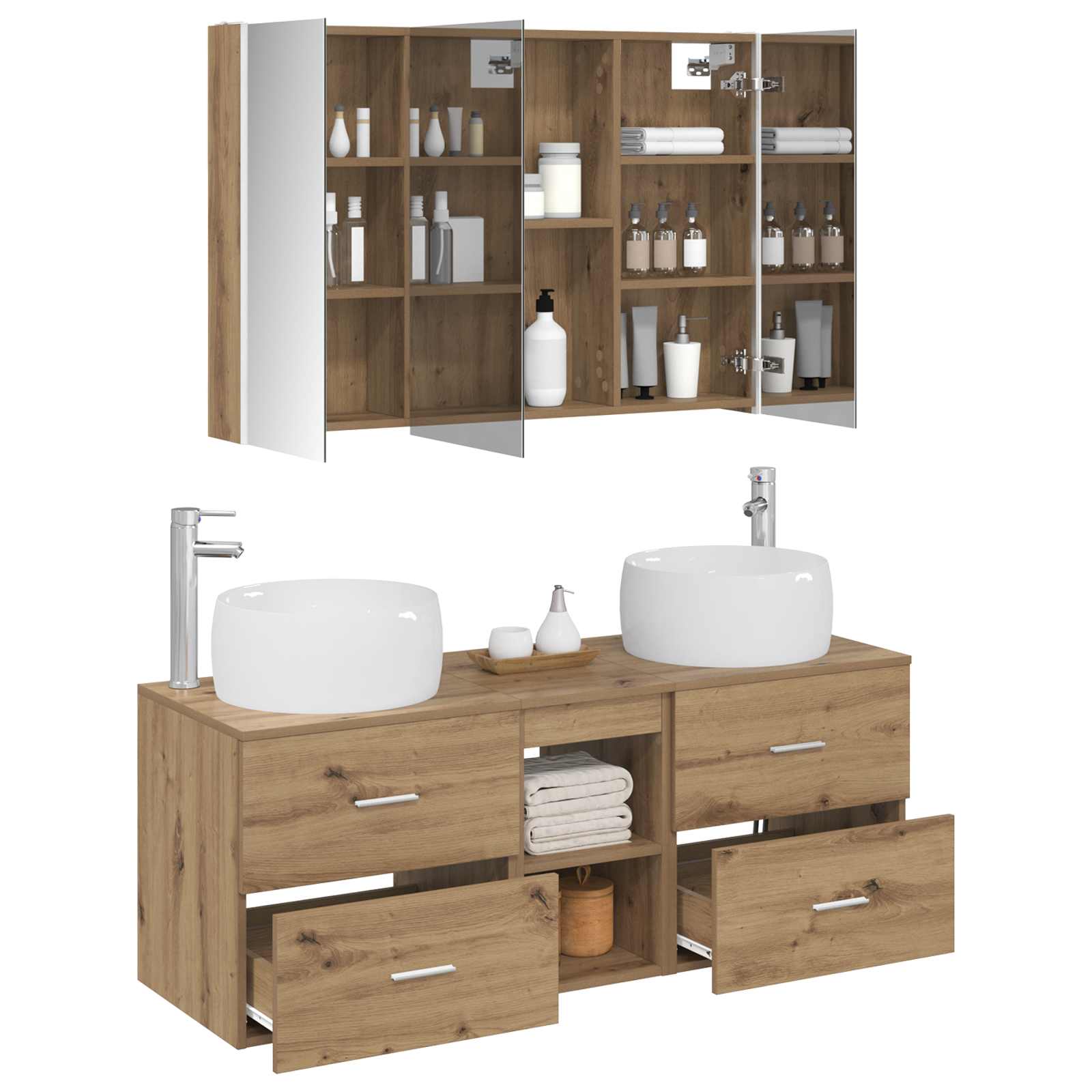 vidaXL Zestaw mebli łazienkowych 4 pcs Dąb artisan