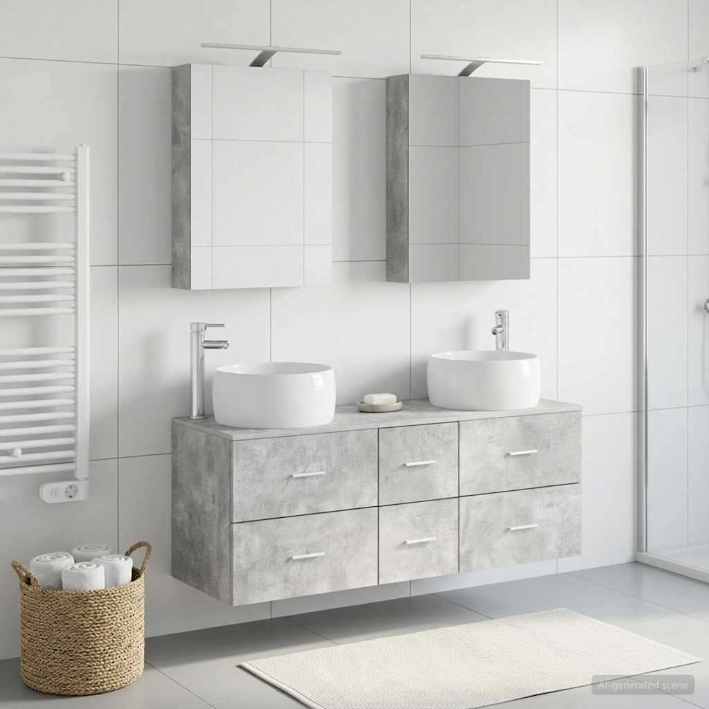vidaXL Zestaw mebli łazienkowych 5 pcs Betonowy szary