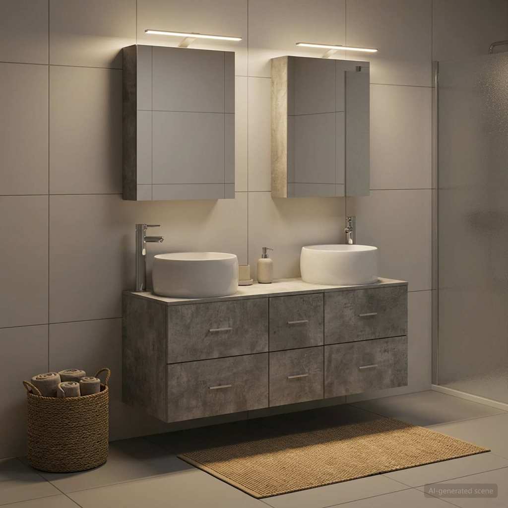 vidaXL Zestaw mebli łazienkowych 5 pcs Betonowy szary