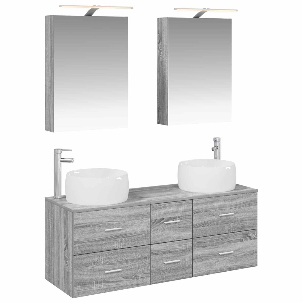 vidaXL Zestaw mebli łazienkowych 5 pcs Szary Sonoma
