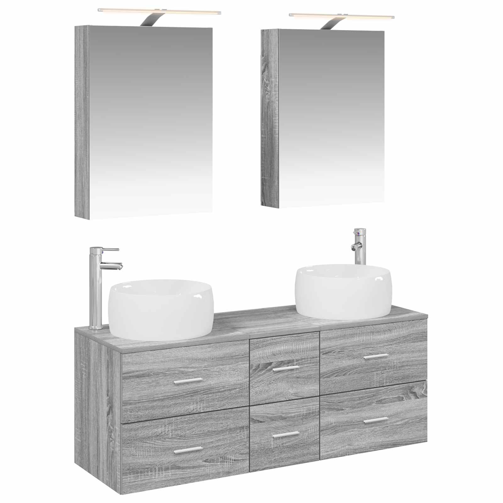 vidaXL Zestaw mebli łazienkowych 5 pcs Szary Sonoma