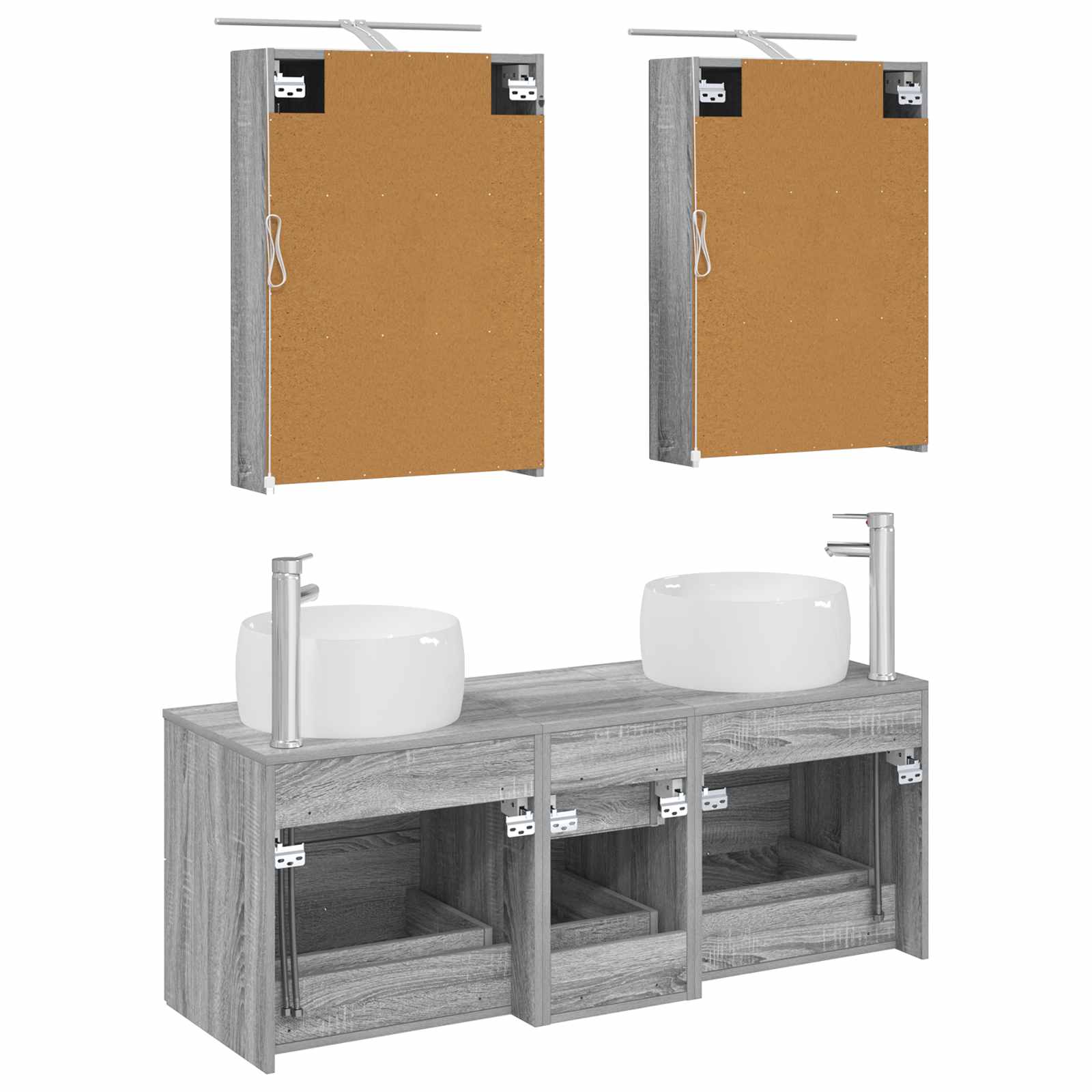vidaXL Zestaw mebli łazienkowych 5 pcs Szary Sonoma