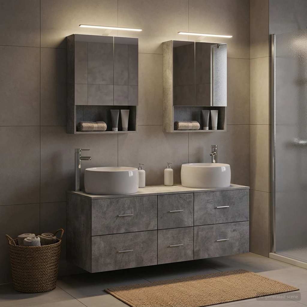 vidaXL Zestaw mebli łazienkowych 5 pcs Betonowy szary
