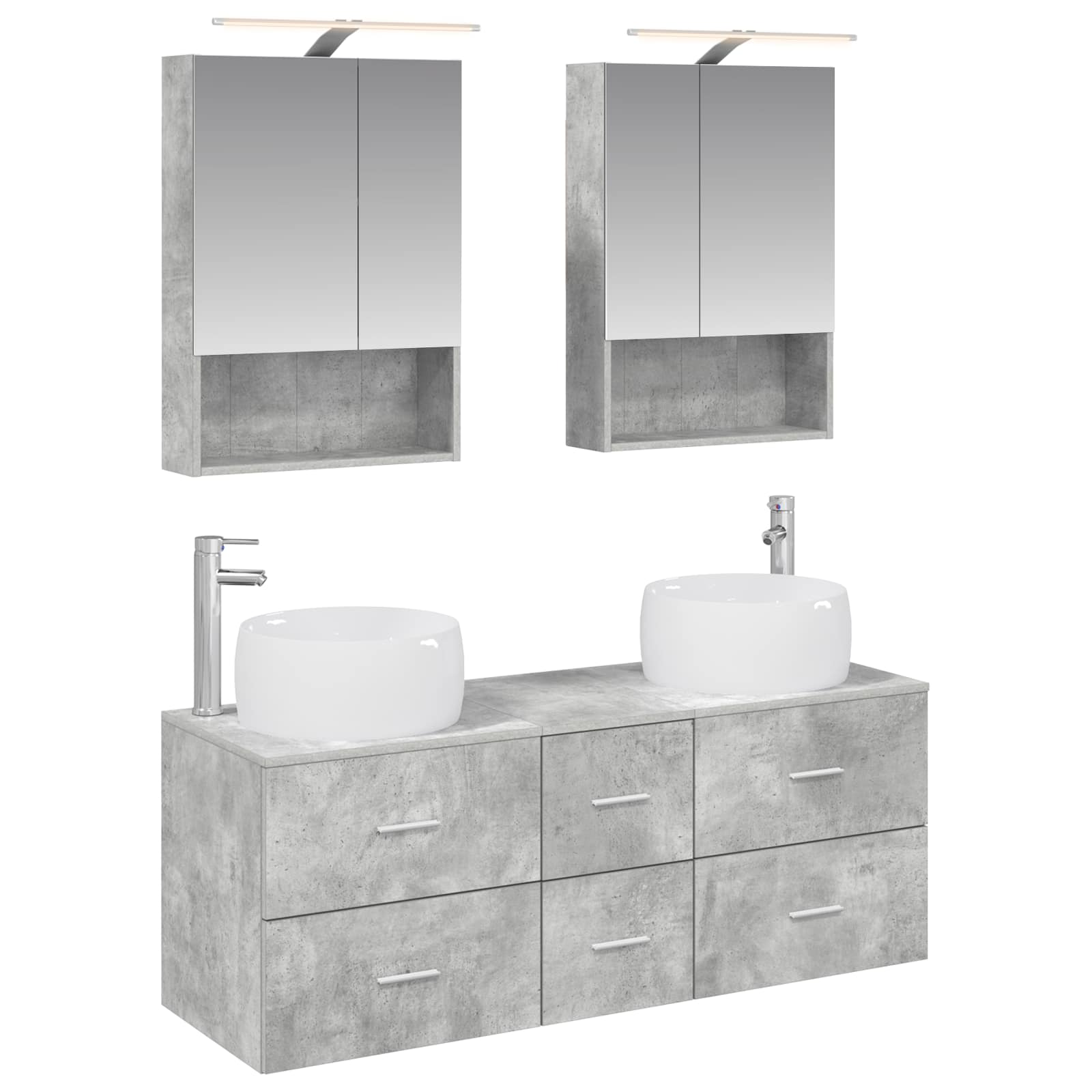 vidaXL Zestaw mebli łazienkowych 5 pcs Betonowy szary