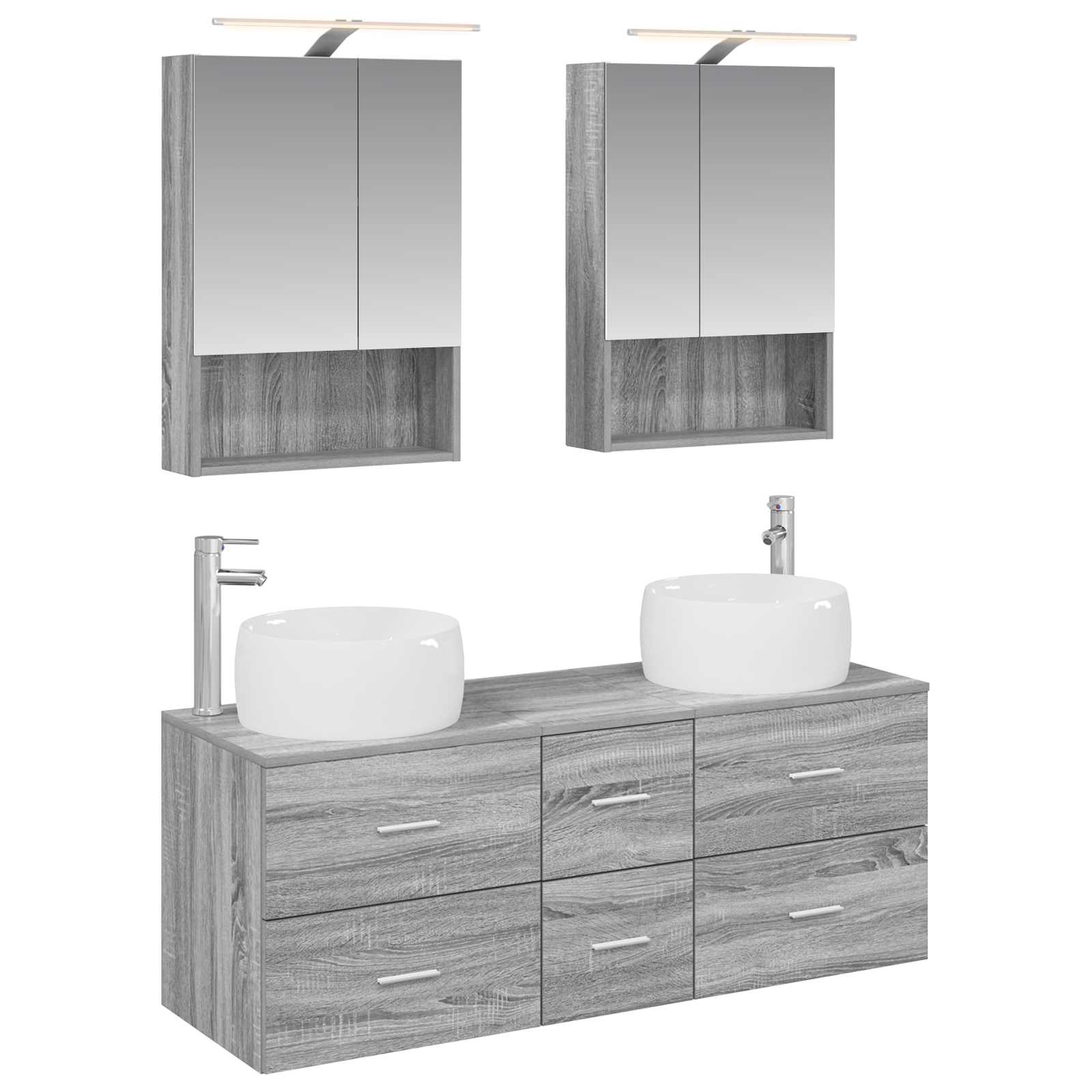 vidaXL Zestaw mebli łazienkowych 5 pcs Szary Sonoma