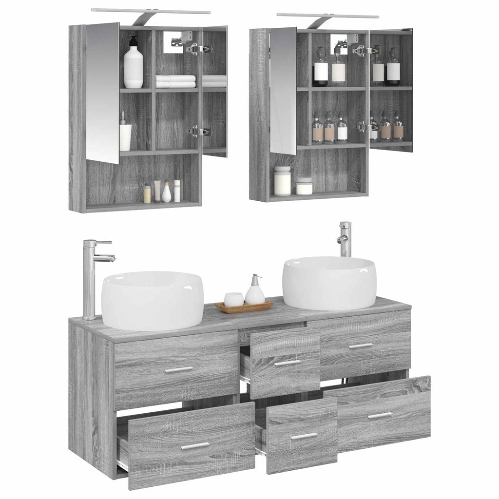 vidaXL Zestaw mebli łazienkowych 5 pcs Szary Sonoma