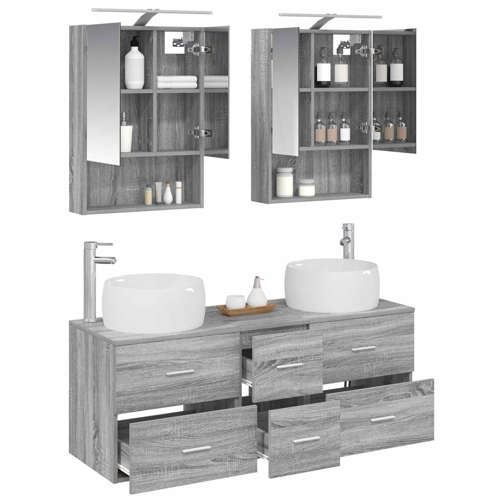 vidaXL Zestaw mebli łazienkowych 5 pcs Szary Sonoma