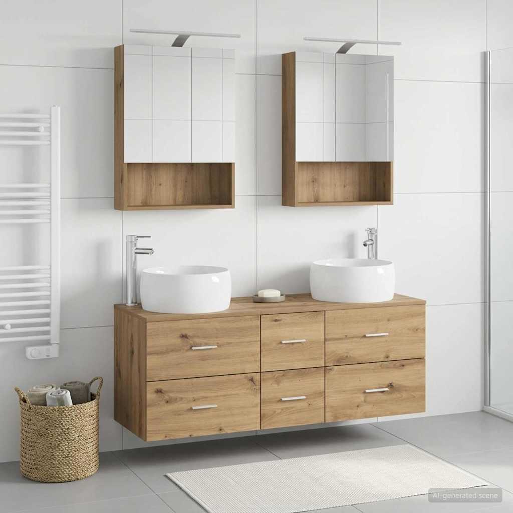 vidaXL Zestaw mebli łazienkowych 5 pcs Dąb artisan