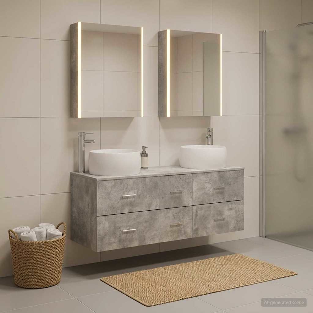 vidaXL Zestaw mebli łazienkowych 5 pcs Betonowy szary
