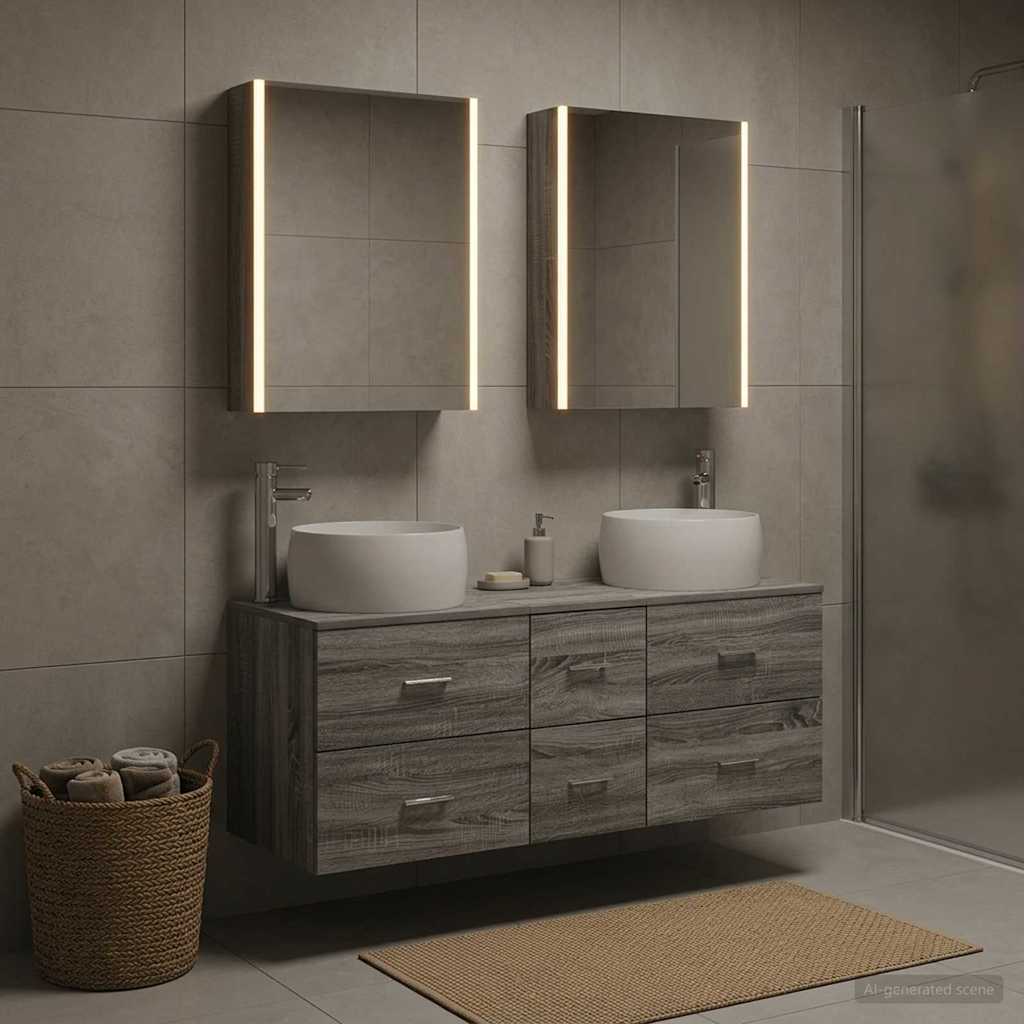 vidaXL Zestaw mebli łazienkowych 5 pcs Szary Sonoma