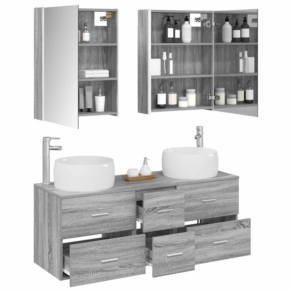 vidaXL Zestaw mebli łazienkowych 5 pcs Szary Sonoma
