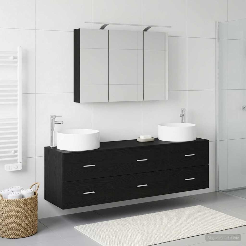 vidaXL Zestaw mebli łazienkowych 4 pcs Czarny dąb