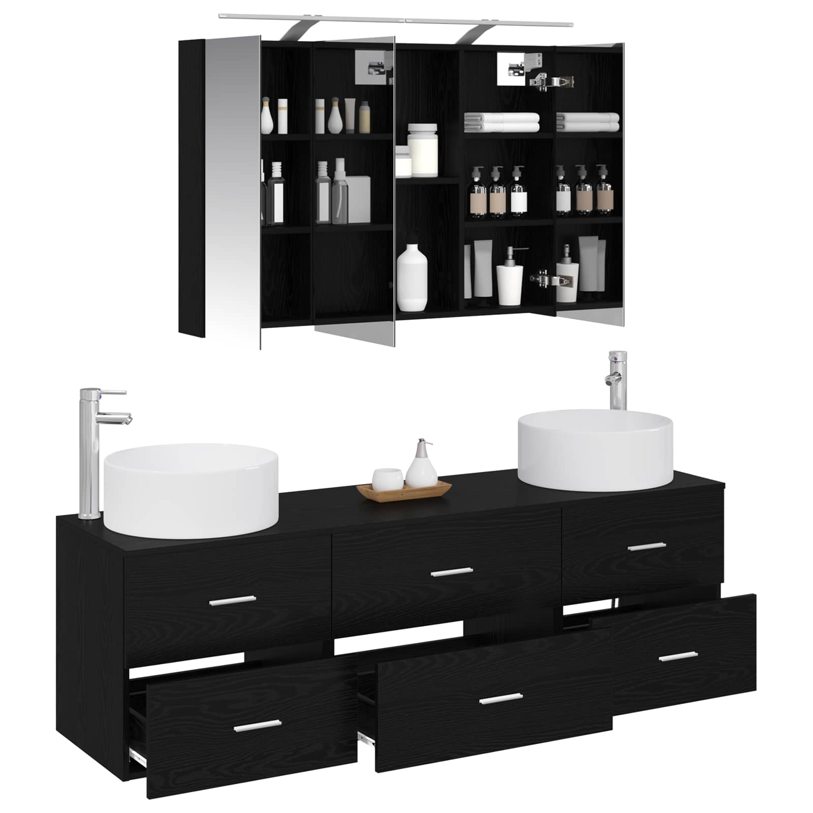 vidaXL Zestaw mebli łazienkowych 4 pcs Czarny dąb