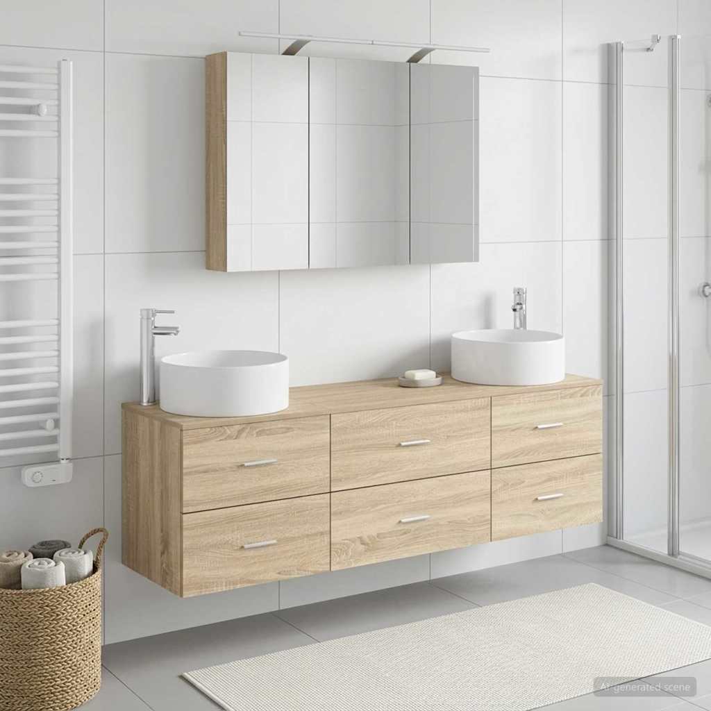 vidaXL Zestaw mebli łazienkowych 4 pcs dąb Sonoma