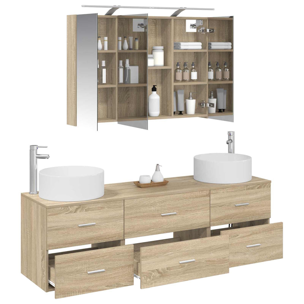 vidaXL Zestaw mebli łazienkowych 4 pcs dąb Sonoma