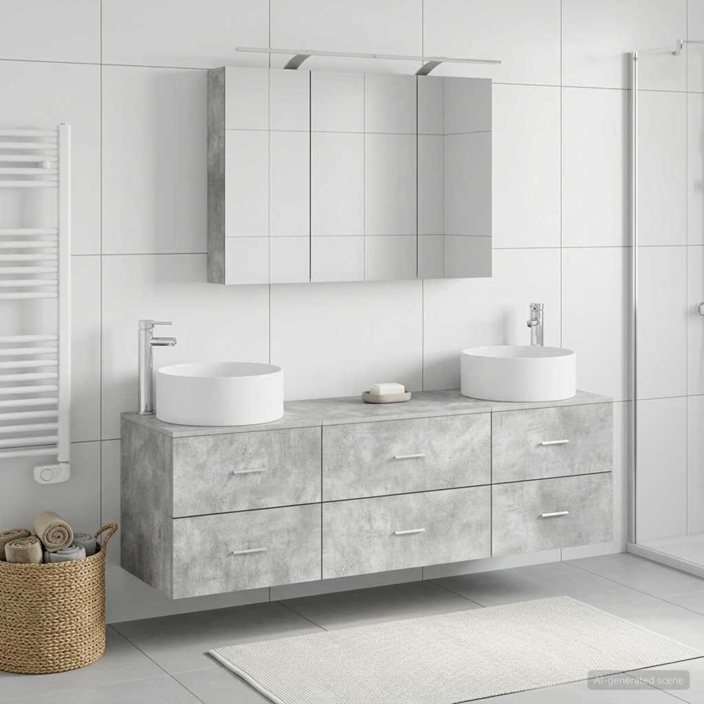 vidaXL Zestaw mebli łazienkowych 4 pcs Betonowy szary