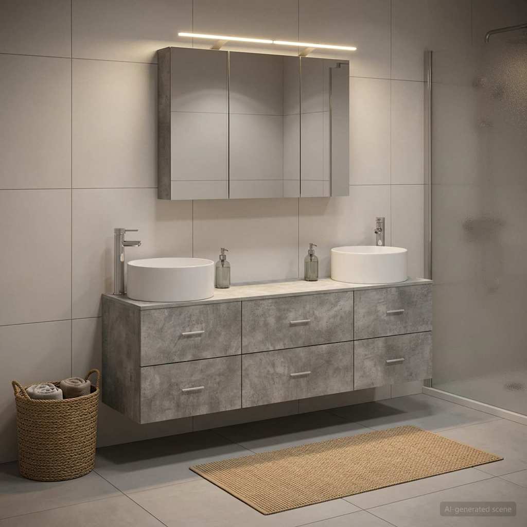 vidaXL Zestaw mebli łazienkowych 4 pcs Betonowy szary
