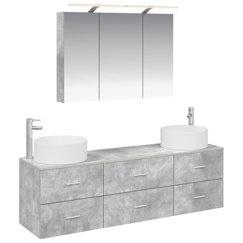 vidaXL Zestaw mebli łazienkowych 4 pcs Betonowy szary