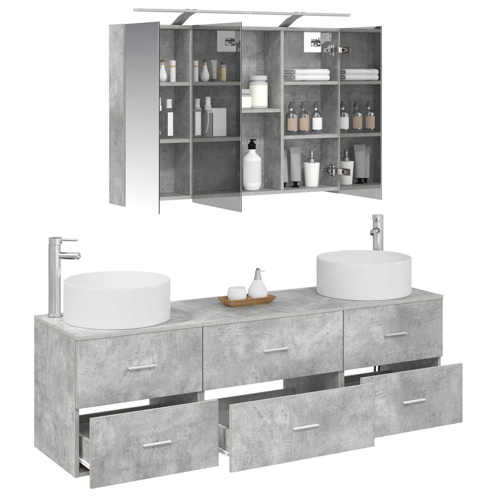 vidaXL Zestaw mebli łazienkowych 4 pcs Betonowy szary