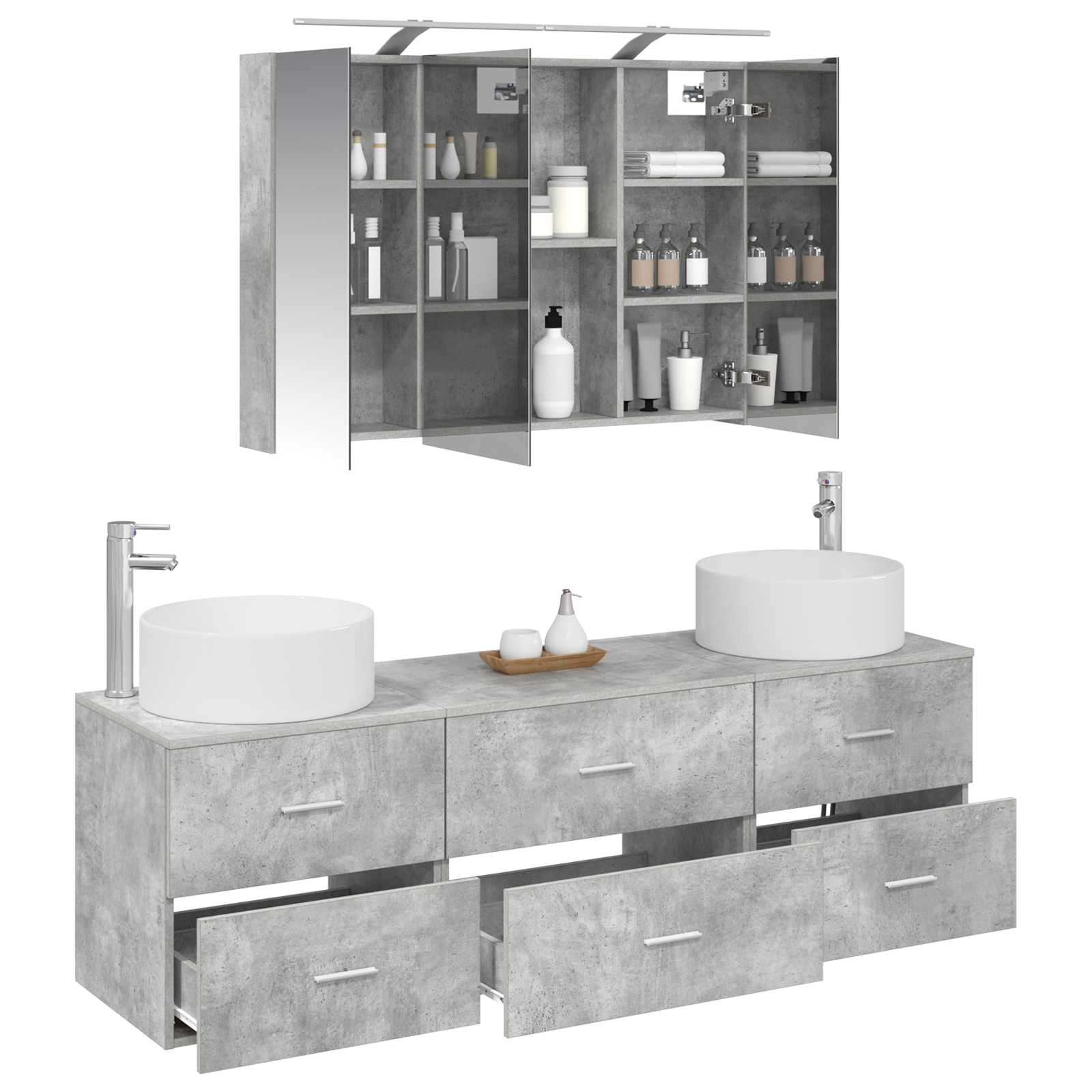 vidaXL Zestaw mebli łazienkowych 4 pcs Betonowy szary
