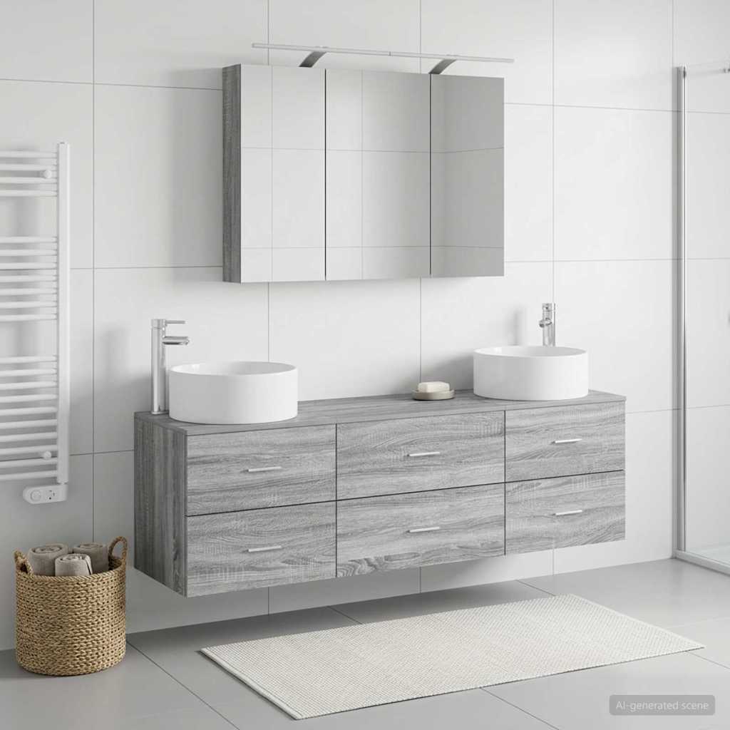 vidaXL Zestaw mebli łazienkowych 4 pcs Szary Sonoma