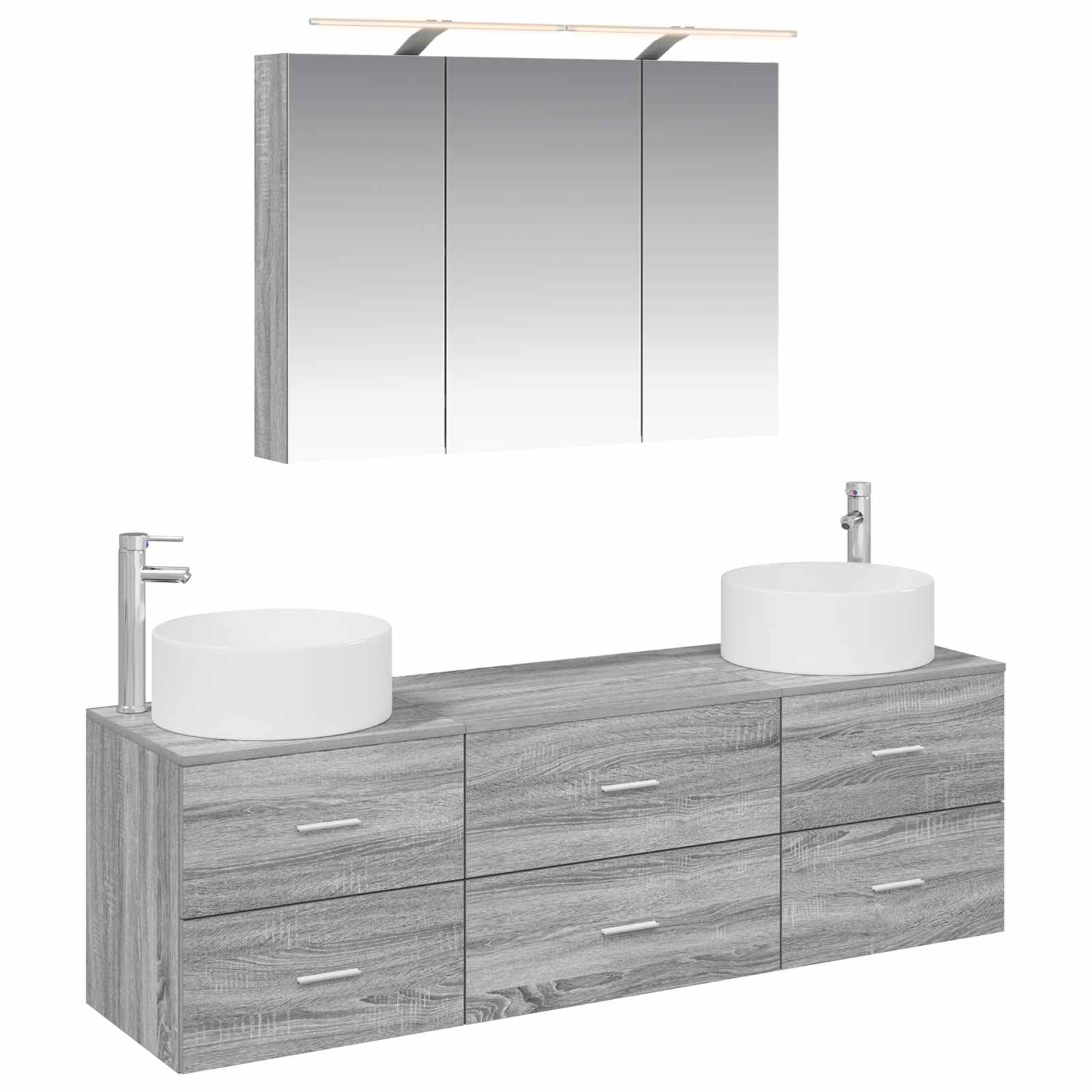 vidaXL Zestaw mebli łazienkowych 4 pcs Szary Sonoma