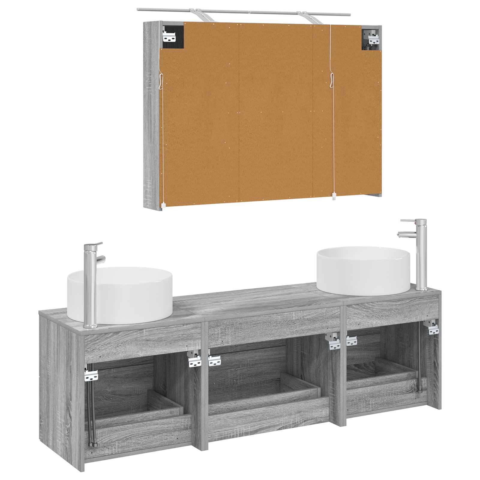 vidaXL Zestaw mebli łazienkowych 4 pcs Szary Sonoma