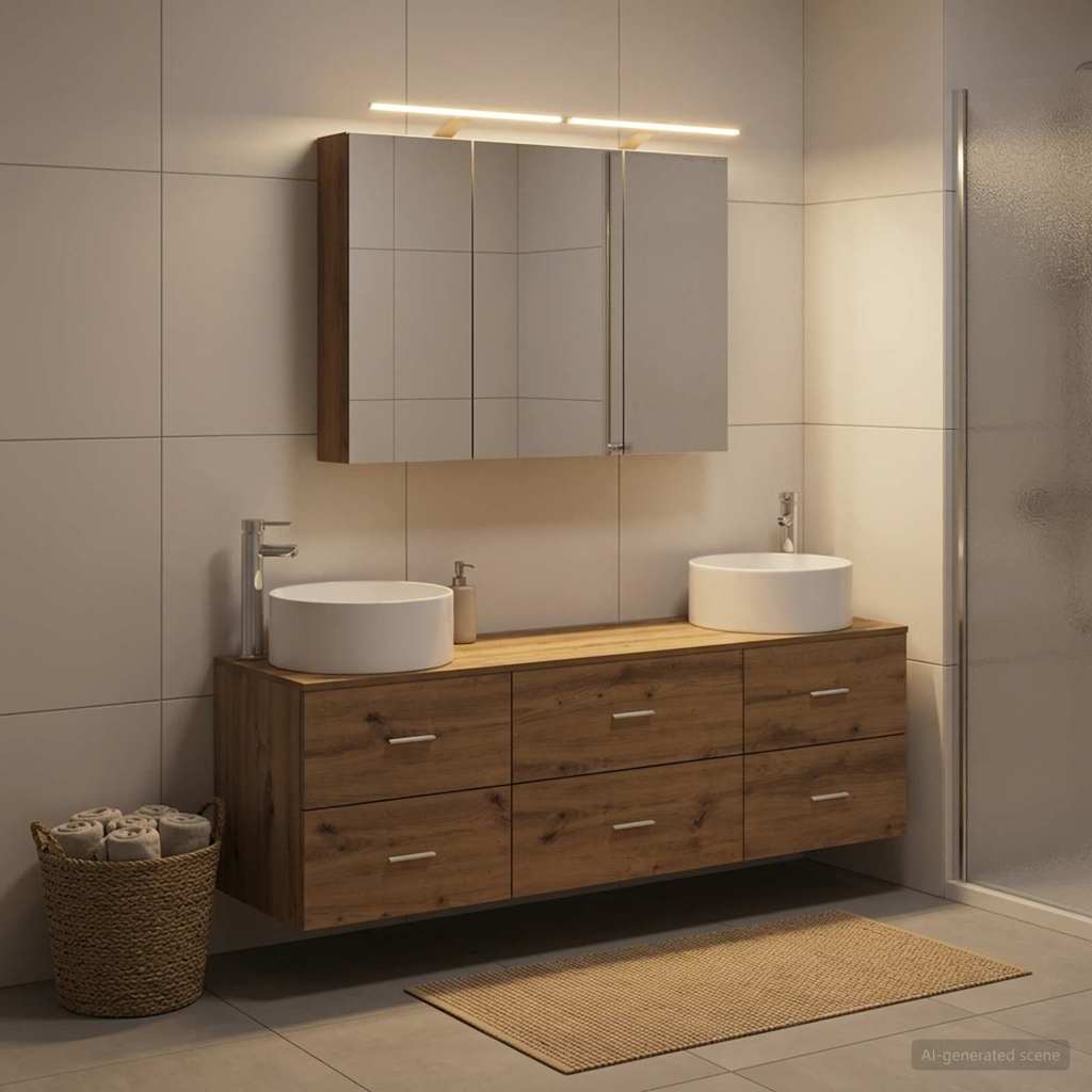 vidaXL Zestaw mebli łazienkowych 4 pcs Dąb artisan