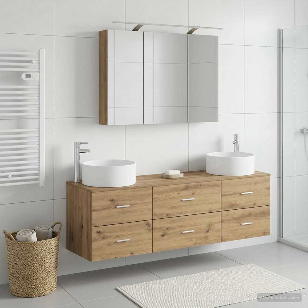 vidaXL Zestaw mebli łazienkowych 4 pcs Dąb artisan