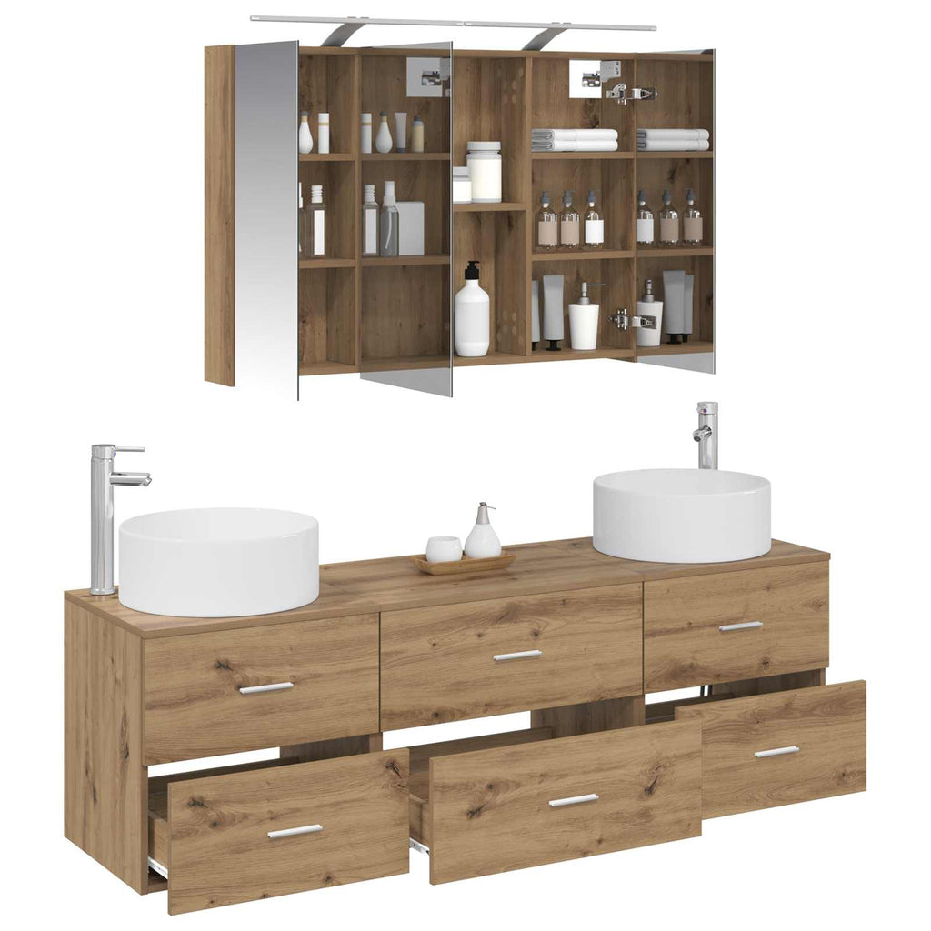 vidaXL Zestaw mebli łazienkowych 4 pcs Dąb artisan