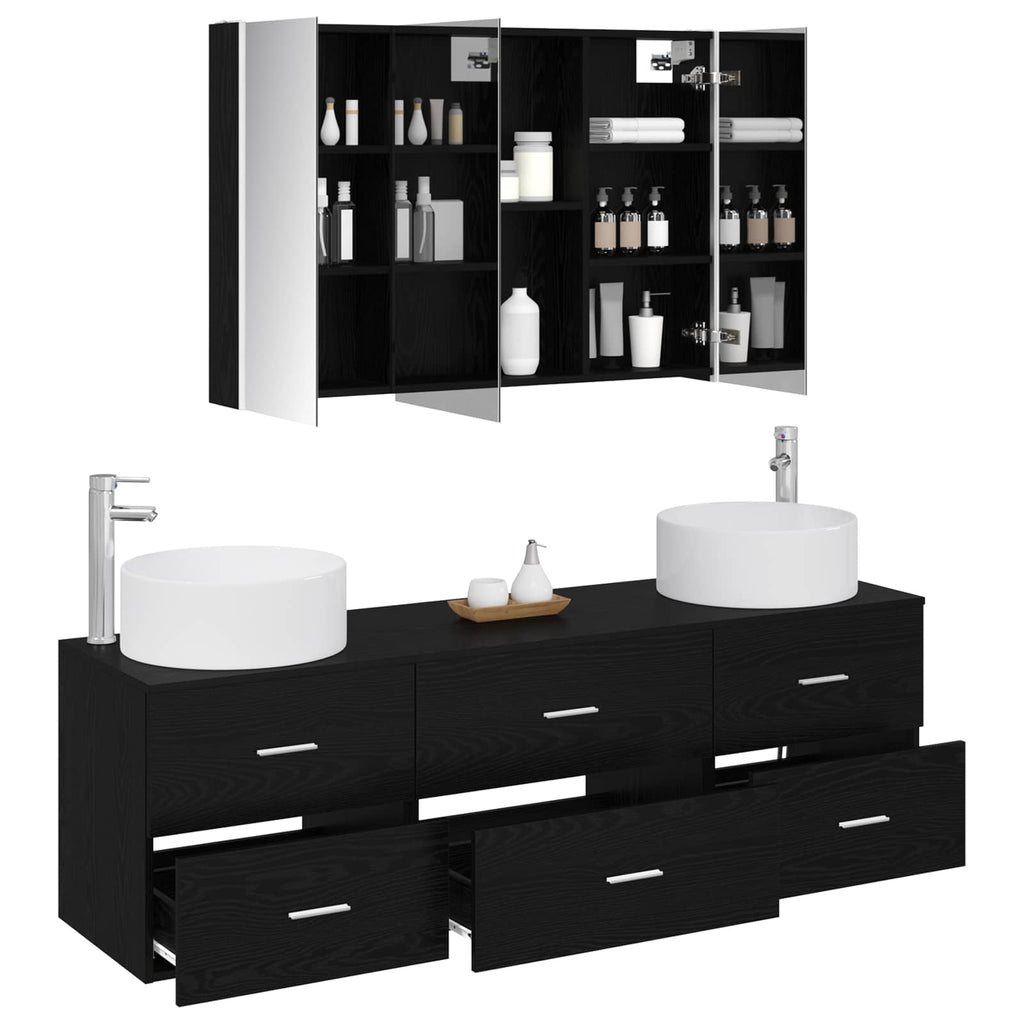 vidaXL Zestaw mebli łazienkowych 4 pcs Czarny dąb