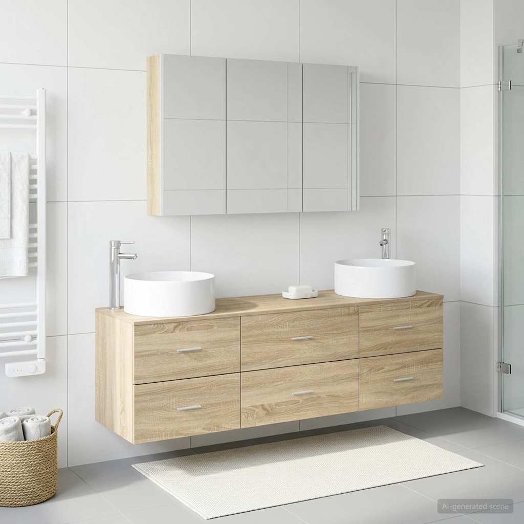 vidaXL Zestaw mebli łazienkowych 4 pcs dąb Sonoma