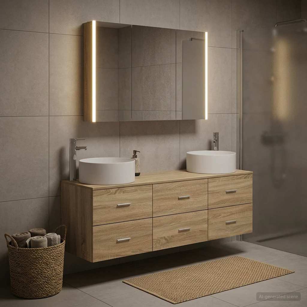 vidaXL Zestaw mebli łazienkowych 4 pcs dąb Sonoma