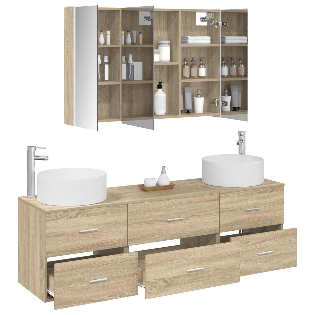 vidaXL Zestaw mebli łazienkowych 4 pcs dąb Sonoma