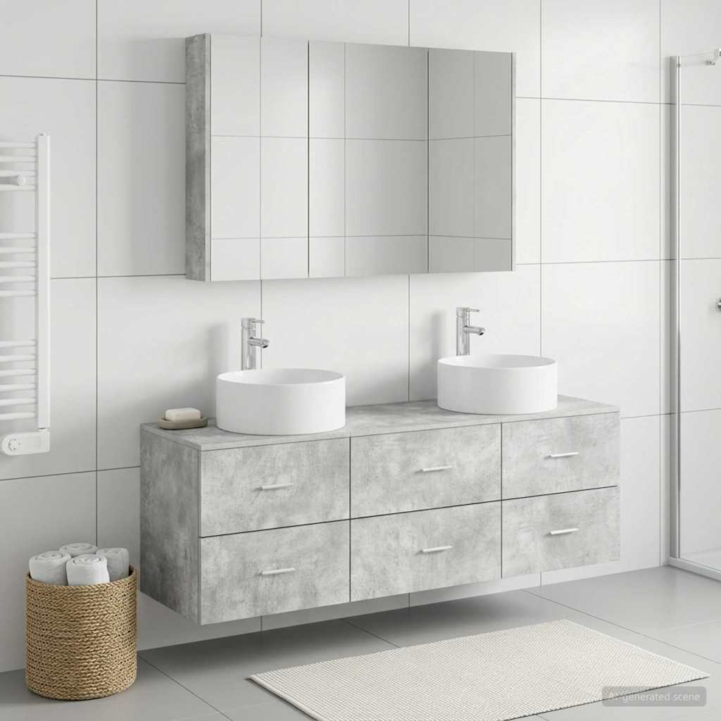 vidaXL Zestaw mebli łazienkowych 4 pcs Betonowy szary