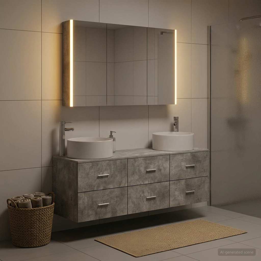 vidaXL Zestaw mebli łazienkowych 4 pcs Betonowy szary