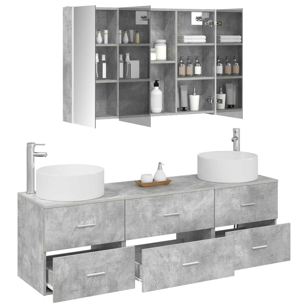vidaXL Zestaw mebli łazienkowych 4 pcs Betonowy szary