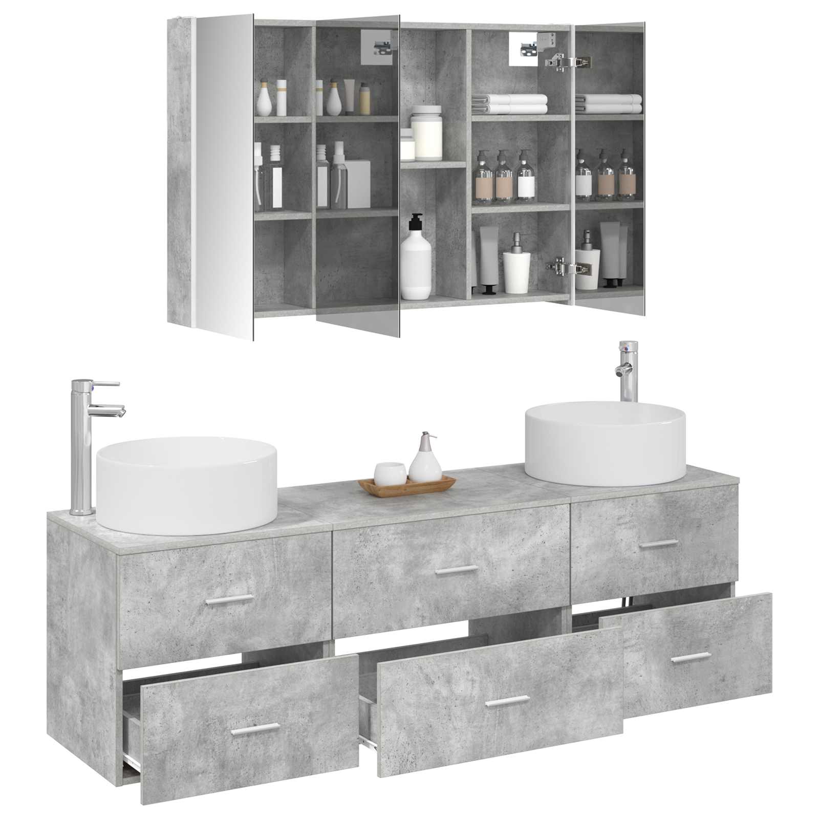 vidaXL Zestaw mebli łazienkowych 4 pcs Betonowy szary
