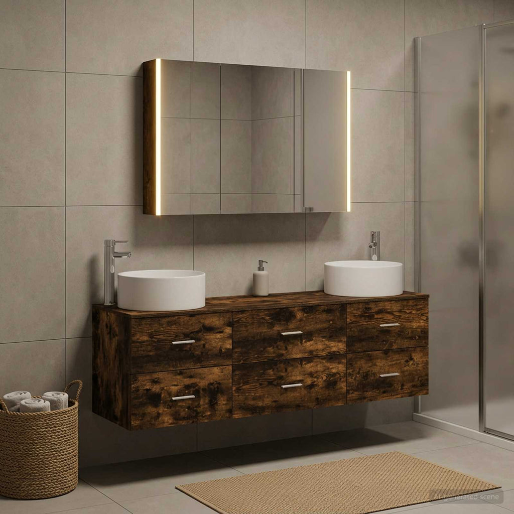 vidaXL Zestaw mebli łazienkowych 4 pcs Dąb wędzony