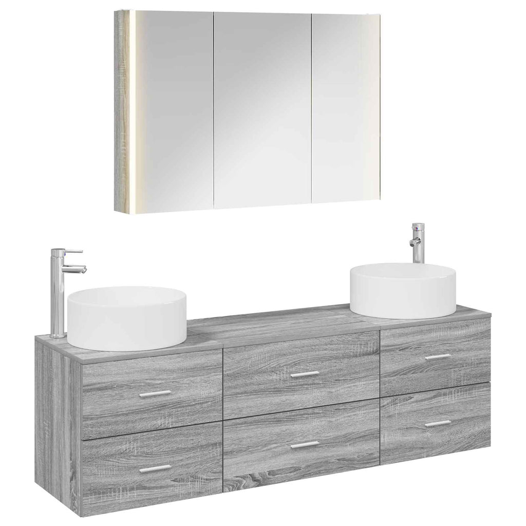 vidaXL Zestaw mebli łazienkowych 4 pcs Szary Sonoma