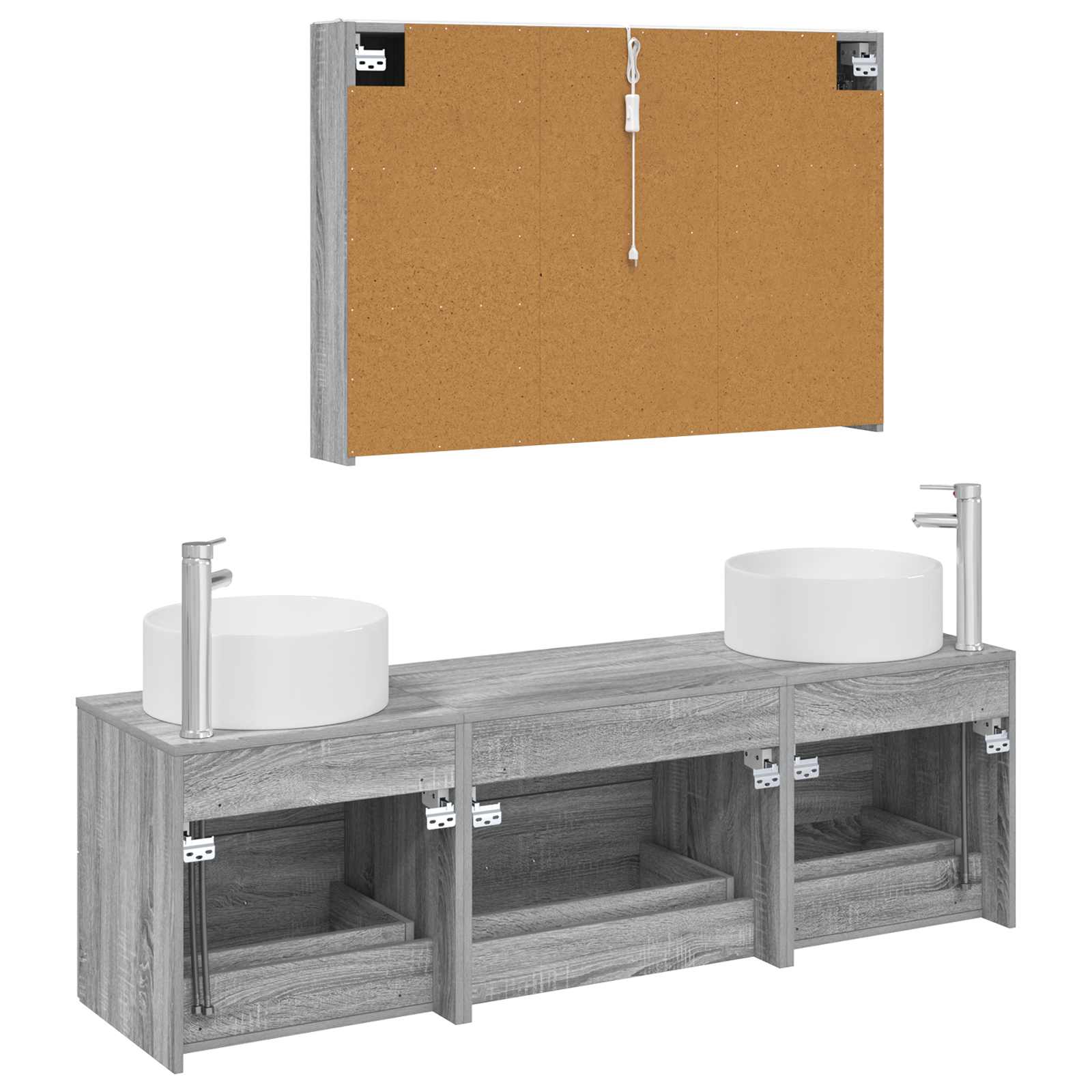 vidaXL Zestaw mebli łazienkowych 4 pcs Szary Sonoma